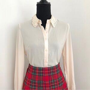 Cream Sheer Button Down Blouse